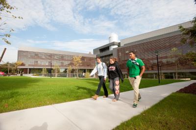 students walking on campus